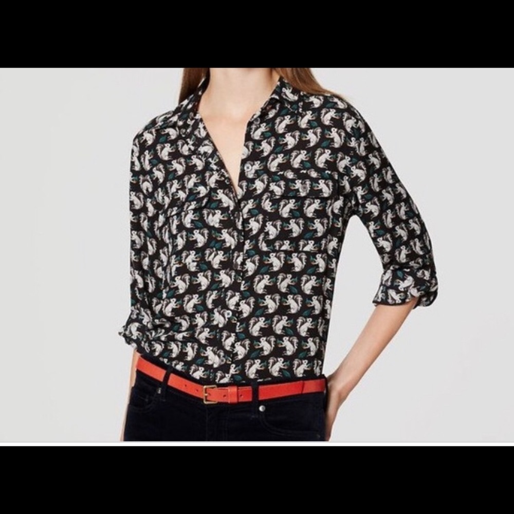 Loft PXS utility blouse in squirrel print